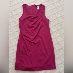 Sleeveless Draped Midi Dress in Magenta